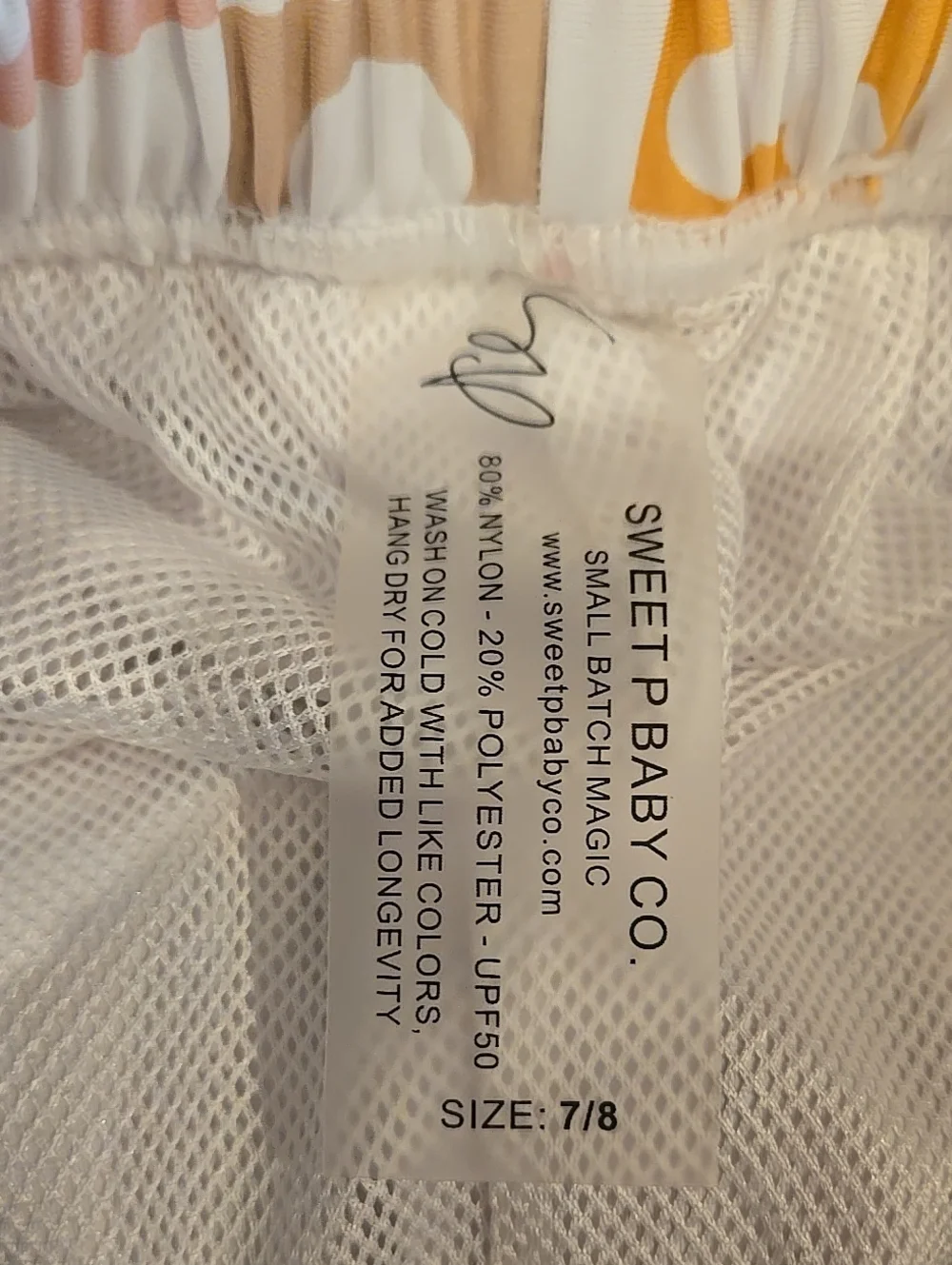 Sweet P Baby Co Mickey Swimsuit Shorts Unisex Boy Girl Size 6 7 Tie Waist Adj